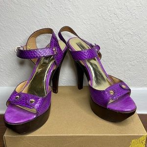 Purple ankle strap heels